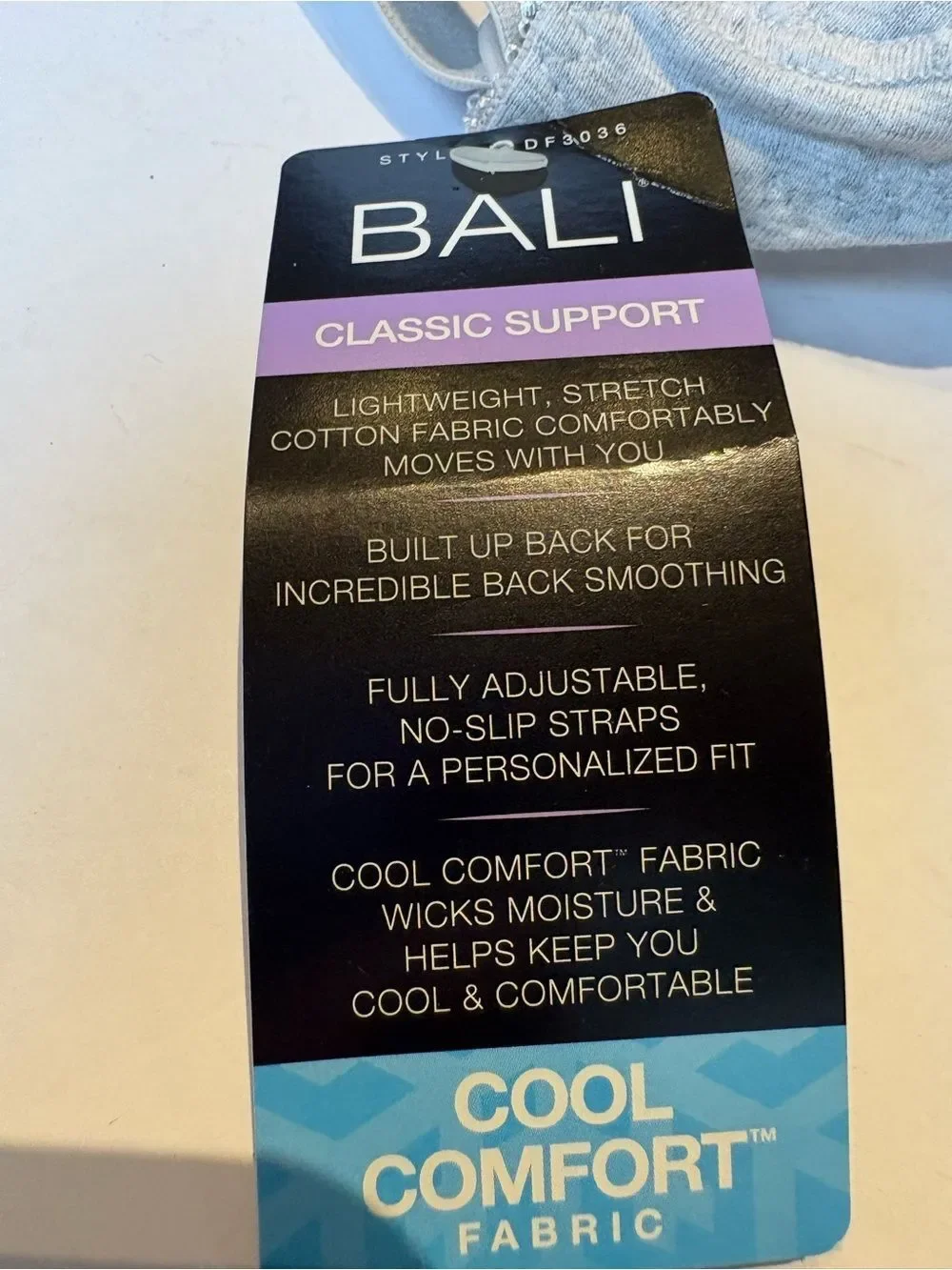 Bali Classic Support Comfort Wireless Gray Bra Size 38B Lined no padding NWT